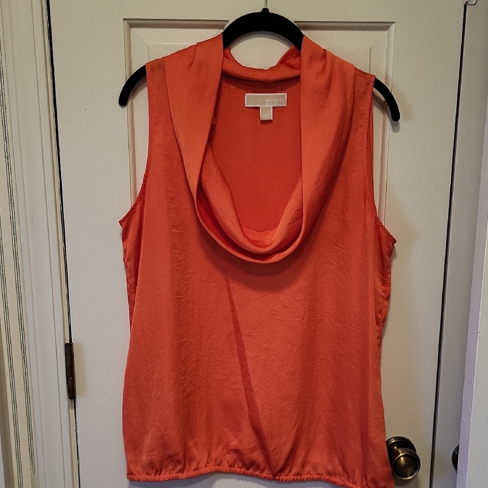 Michael Kors Vibrant Orange Cowl Neck Top